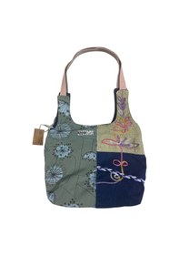 Resim Vintage Renkli Salaş Etnik Orta Boy Plaj Günlük Kadın Kol Omuz Çantası 34 Cm X 37 Cm Mavi 