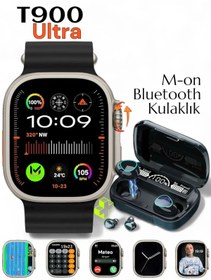 Resim MATEO Akıllı Saat 49mm Watch 8 T900 Ultra ios/android Destekli Arama Özeliği+ M-ON Bluetooth Kulaklık 