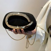 Resim 1 adet Kadın Zarif Retro Klips Çanta Zincir Askılı ve Çıkarılabilir Omuz Askılı - Altın Tonlu Donanım, Fermuarlı Kapanış, Altın Tonlu Donanım 