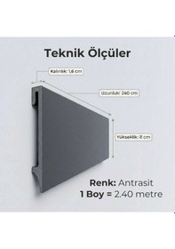 Resim Espumo Kompozit Süpürgelik 8 cm Antrasit | Suya Dayanıklı Parke Duvar Süpürgelik 2,40 m ESP205 