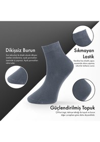 Resim Saf Bambu Erkek Yarım Konç Düz Füme Çorap Dikişsiz Premium Kutulu 6'lı L5952aznp Softaura 
