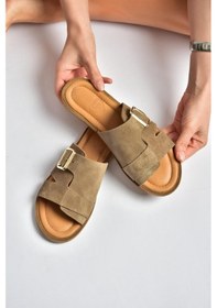 Resim Fox Shoes Y944791002 Vizon Hakiki Deri Süet Kadın Terlik 
