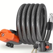 Resim Anahtarlı Ağır Hizmet Tipi Su Geçirmez Bisiklet Kablo Kilidi, Hırsızlık Karşıtı Kesme Koruma, 12mm Kalın, 124.9cm Uzunlukta, Siyah Örgülü ABS/Demir Yapı, Güvenli Montaj için Braket Dahil, Dış Mekan Kullanımı İçin Dayanıklı ve Esnek Tasarım, Bisiklet için Kilit, Şık Metalik Yüzey 