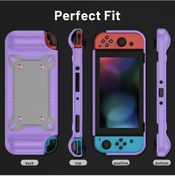 Resim Gaojunshop01 Nintendo Switch Oled Taşınabilir Şok Emici Kılıf Mor 5 Manyetik Kart Yuvası Parmak İzi Kaydırmaz 