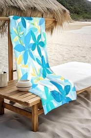 Resim Dijital Baskı Plaj Deniz Havlusu Çiçek Desenli Peştamal HVL0181 