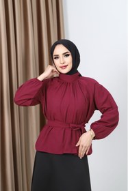 Resim CNG MODA Tesettür Kuşaklı Gömlek 