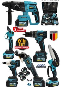 Resim Deko Turkey DK6SET 4 Akülü 6'lı Muhteşem Kırıcı Delici + Darbeli Matkap + Taşlama + Somun Sıkma Budama Set 