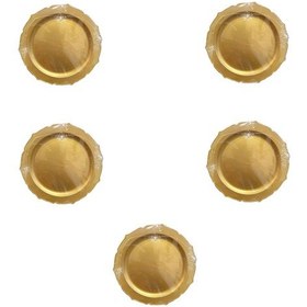 Resim Dayanıklı Mika Plastik Tabak - Tek Kullanımlık, Şık Ve Hijyenik Sunum - Altın - 6 Adetlik 5 Paket 