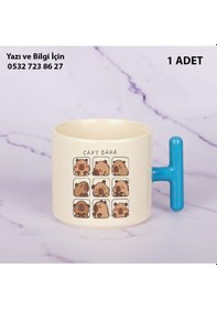 Resim Capybara Tasarımlı Kişiye Özel İsimli T Kupa Bardak Mavi 