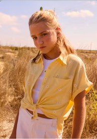 Resim MAYORAL LİMİ genç kız çocuk yumuşak yapılı işlemeli gömlek badi 2 li set 