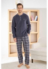 Resim Pijamoni Erkek Düğme Yaka Kışlık Polar Pijama Takımı 6100/7.7 - 1 Adet Antrasit 