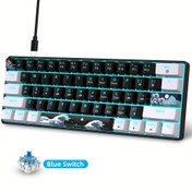 Resim [1pc 60% Mekanik Oyun Klavyesi] HXSJ Ergonomik 60% Mekanik Oyun Klavyesi, Mavi Switchler, USB Kablosu, Keycap Çeker, Arkadan Aydınlatmalı Deniz Mavisi LED, USB Güçlü, ≤36V Çalışma Gerilimi, Oyun için Pil Gerektirmez 