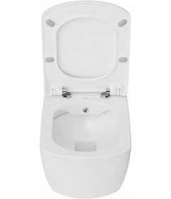 Resim Creavit Elegant Rim-off Duroplast Yavaş Kapanan Klozet Kapaklı İnci Mat Beyaz Set 