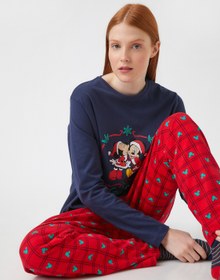 Resim Mickey Mouse Lisanslı Pamuklu Pijama Takımı 