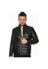 Resim Deriwork Hakiki Kuzu Derisi Şişme Erkek Deri Ceket Siyah Siyah 