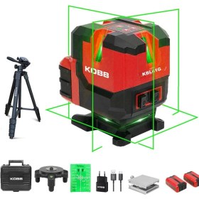 Resim Kobb KBL41GTP 30M 4X90⁰/1X360⁰ Otomatik Hizalamalı Li-Ion Çift Akü Profesyonel Yeşil Çizgi Lazer Distomat + Tripod 