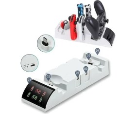 Resim Nintendo Için Organizatör Stand Şarj Cihazı Tutucu Şarj Unitesi OLED Switch LED Göstergeli TNS-2113 