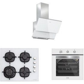 Resim Silverline 3'lü Beyaz Cam Ankastre Set (3490 Oslo 60 Beyaz+cs5429w01+bo6503w01) 