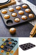 Resim ÖYKÜ VE YİĞİT 12 Bölmeli Metal Yapışmaz Muffin Kek Kalıbı 