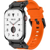 Resim Watch 44mm CLO- KRD-101 Titanyum Metal Başlıklı Silikon Kordon-Siyah-Turuncu 
