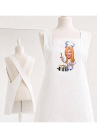Resim Bk Gift Kişiye Özel Karikatürlü Çapraz Askılı Beyaz Mutfak Önlüğü - 7, Aşçı Önlüğü, Şef Önlüğü, Anneye Hediye Kobitmeyencom35957 Bk Gift Renkli 