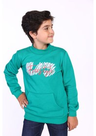 Resim Toontoy Kids Toontoy Erkek Çocuk Kanguru Cepli Baskılı Sweatshirt Mavi 