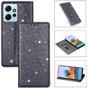 Resim Xiaomi Redmi Note 12 4g İçin Parıltılı Kapak Cüzdan Pu Deri Kartlık Manyetik Kapama 