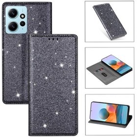 Resim Xiaomi Redmi Note 12 4g İçin Parıltılı Kapak Cüzdan Pu Deri Kartlık Manyetik Kapama 
