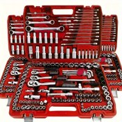 Resim 216/46 Parça Mekanik Soket Takımı, 1/2" 1/4" 3/8" SAE ve Metrik Boyutlar, 72 Dişli Ratchet Anahtarlı Evrensel Takım Seti - Otomotiv, Ev, Garaj, Bisiklet Bagajı İçin 