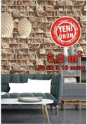 Resim 3 Boyutlu Eskitme Tuğla Desen Duvar Kağıdı 5,3m2 