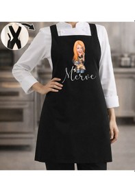Resim Bk Gift Kişiye Özel Karikatürlü Çapraz Askılı Siyah Mutfak Önlüğü - 9, Aşçı Önlüğü, Şef Önlüğü, Anneye Hediye Kobitmeyencom35919 Bk Gift Renkli 