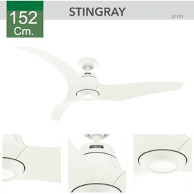 Resim Hunter Fan Stingray Porselen Beyazı - 152 Cm. DC Motor Aydınlatmalı ve Uzaktan Kumandalı Tavan Vantilatörü 