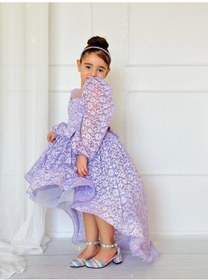 Resim H L Y Karol Tasarım Lila Dantelli Kuyruklu Prenses Kız Bebek Elbise,doğum Günü Elbise,fotoğraf Çekim Elbise,0-12 Yaş Uygun Lila 