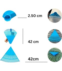 Resim Mavi Plastik Bahçe Tırmığı, Dayanıklı ve Hafif Bahçe Aracı 