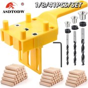 Resim 1/8/41 parça El Tipi Dübel Jig Kiti ABS Plastik Hızlı Ahşap Dübel Jig El Tipi Cep Delik Jig Sistemi 6 8 10mm Matkap Ucu Delgeç 