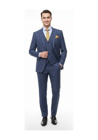 Resim Presto Erkek Slimfit Armürlü 6 Drop Yelekli Takım Elbise Lacivert 786-250 Lacivert 