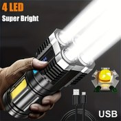 Resim Anyice Ultra Parlak 4 Modlu LED Acil Fener USB-C Şarj Edilebilir Pil ile, 800mAh - Cilalı Yüzey & Dijital Ekran İçerir, Dış Maceralar için Mükemmel, Şarj Edilebilir Fener 