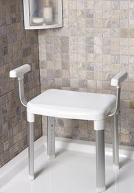 Resim Prima Nova Cappadocia Paslanmaz Alüminyum Kol Destekli Yaşlı Engelli Banyo Sandalyesi (130 KG Kapasite) 