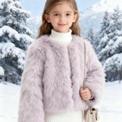 Resim Kızlar İçin Moda Tüylü Mont, Pürüzsüz Yumuşak Rahat Sıcak, Düz Renk Uzun Kollu Yuvarlak Yaka Şık Günlük Kullanım, Resmi Kıyafet, Kampüs, Parti, Aile Gezileri, Açık Hava Hediye Kıyafeti, Tatil Hediyesi, Mor, Açık Mor, Beyaz, Pembe, Açık Kahverengi Tüylü Mont 
