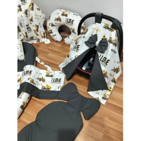 Resim Sarıyıldız Babynest Sarı Traktör Antrasit Oval Yataklı 7 Parça Babynest Seti 