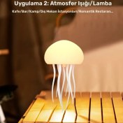 Resim Modern Jellyfish Table Lambası, USB Şarj Edilebilir, Ayarlanabilir Renk Değiştiren LED Gece Lambası, Parlatılmış Plastik Taban ile, Anahtar Kontrollü Okyanus Temalı Aydınlatma, Şarj Edilebilir Lityum Pil ile, Ev Dekoru için Uygun. 