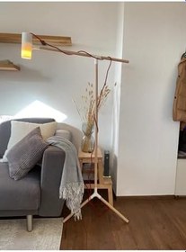Resim İskandinav Tarzı Ahşap Ayaklı Lamba – E27 Duylu, 3.5 m Kablolu ahşap 