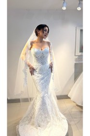 Resim Zöhra avcı gelinlik ve moda BALIK MODEL İNCİ DESENLİ DANTEL KAPLAMA 