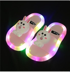 Resim Snapbuy Led İşıklı Çocuk Terliği, Kız/erkek Çocuk İçin, Sevimli Tasarımlı Plaj Terliği Beyaz - Pembe 