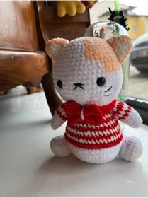 Resim MUTLUDÜNYAM Amigurumi kadife,peluş oyuncak kedi 