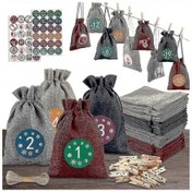 Resim Noel Süslemeleri Kendin Yap Advent Takvimi Jüt Kumaş Çantalar Dekorasyon Ve Rakamlar Çıkartmaları 