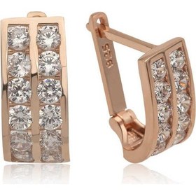 Resim Caelo Gümüş Çift Sıra Beyaz Taşlı J Kadın Küpe 