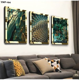 Resim Yeşil Renkli Bitkiler Gold Pleksili Mdf Tablo 