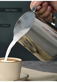 Resim Süt Potu Paslanmaz Süt Köpürtme Sürahisi Çelik Pitcher 500 Ml 