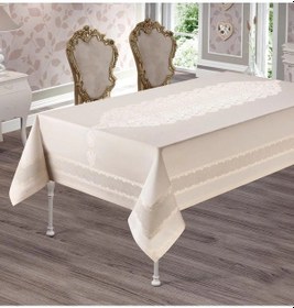 Resim İpeksi Pano Desen Leke Tutmaz Masa Örtüsü 